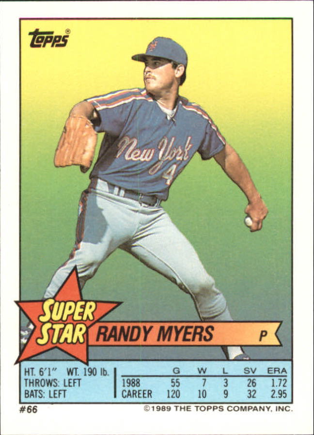 1989 Topps Sticker Backs #66 Randy Myers back image