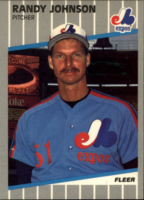 1989 Fleer #381 Randy Johnson RC UER/Innings for '85 and/'86 shown as 27 and/120, should be 27.1/and 119.2