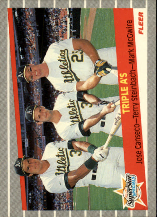 1989 Fleer #634 Jose Canseco/Terry Steinbach/Mark McGwire