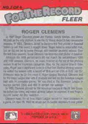 1989 Fleer For The Record #2 Roger Clemens back image