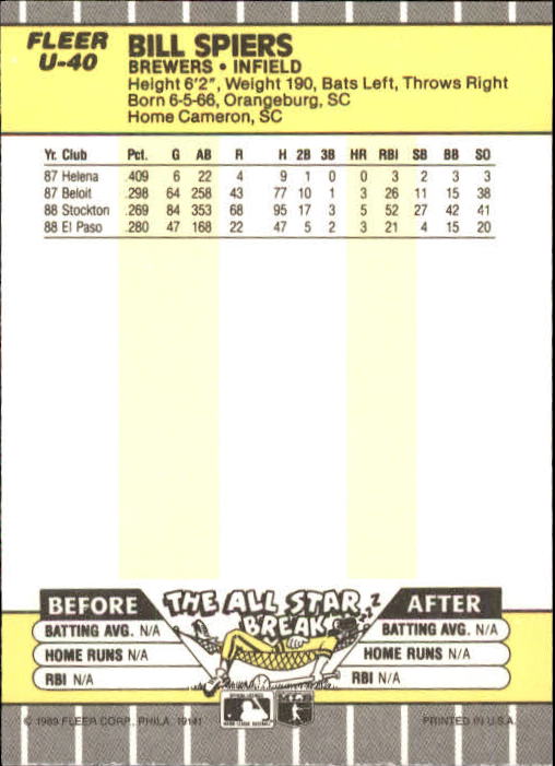 B1886- 1989 Fleer Update BB Karte #S 1-132 + Rookies -du Pick- 15 + Gratis US - Bild 79 von 251