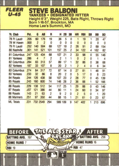 B1886- 1989 Fleer Update BB Karte #S 1-132 + Rookies -du Pick- 15 + Gratis US - Bild 87 von 251