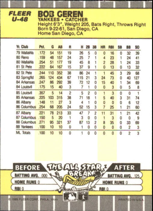 B1886- 1989 Fleer Update BB Karte #S 1-132 + Rookies -du Pick- 15 + Gratis US - Bild 93 von 251