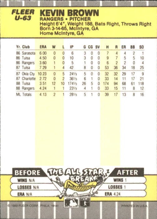B1886- 1989 Fleer Update BB Karte #S 1-132 + Rookies -du Pick- 15 + Gratis US - Bild 117 von 251