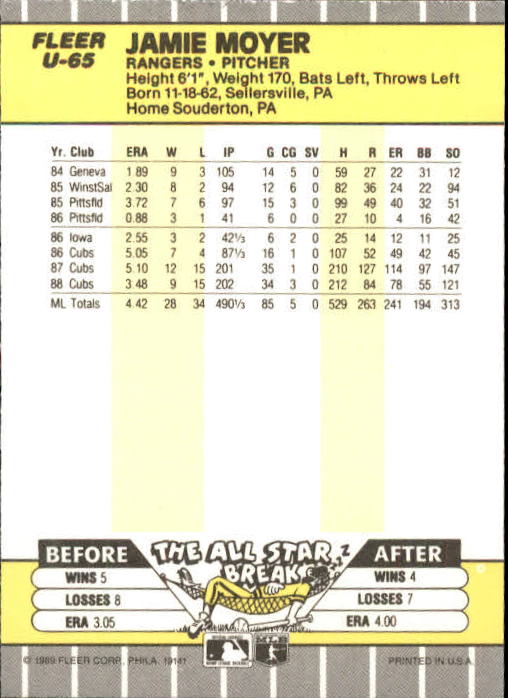 B1886- 1989 Fleer Update BB Karte #S 1-132 + Rookies -du Pick- 15 + Gratis US - Bild 121 von 251