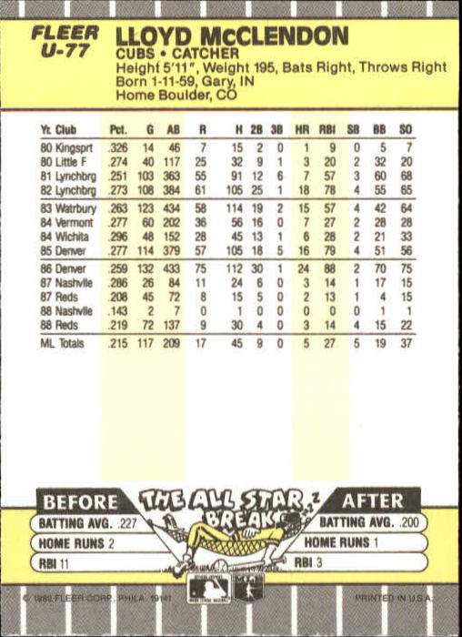 B1886- 1989 Fleer Update BB Karte #S 1-132 + Rookies -du Pick- 15 + Gratis US - Bild 143 von 251