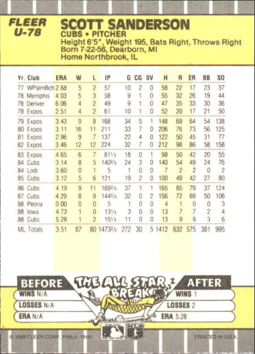 B1886- 1989 Fleer Update BB Karte #S 1-132 + Rookies -du Pick- 15 + Gratis US - Bild 145 von 251