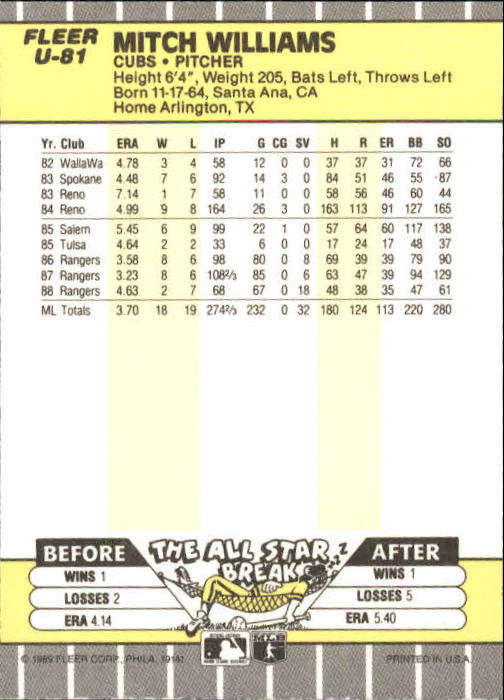 B1886- 1989 Fleer Update BB Karte #S 1-132 + Rookies -du Pick- 15 + Gratis US - Bild 151 von 251