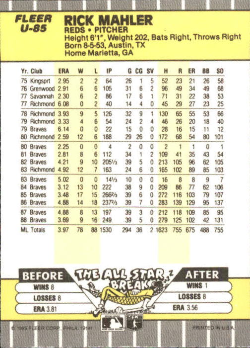 B1886- 1989 Fleer Update BB Karte #S 1-132 + Rookies -du Pick- 15 + Gratis US - Bild 159 von 251