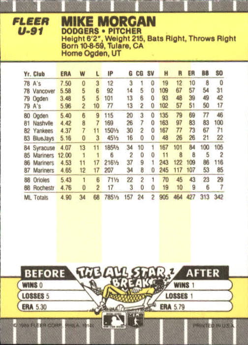 B1886- 1989 Fleer Update BB Karte #S 1-132 + Rookies -du Pick- 15 + Gratis US - Bild 169 von 251
