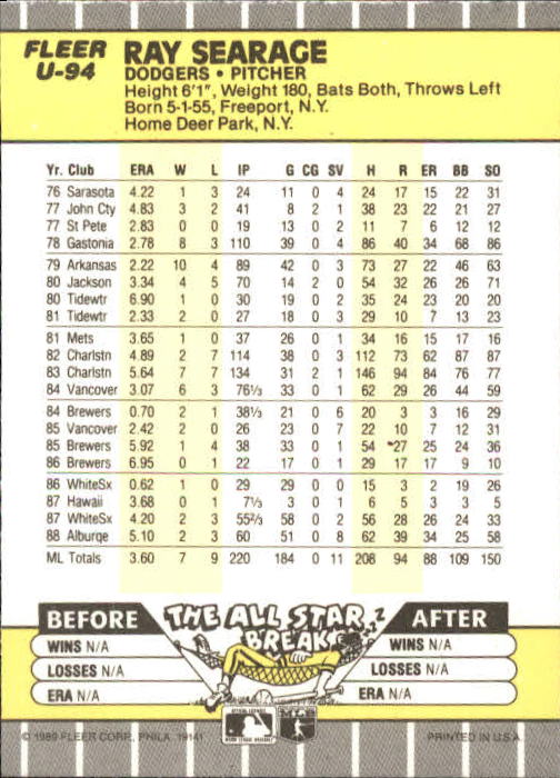 B1886- 1989 Fleer Update BB Karte #S 1-132 + Rookies -du Pick- 15 + Gratis US - Bild 175 von 251