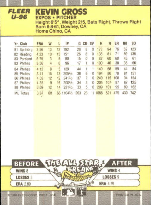 B1886- 1989 Fleer Update BB Karte #S 1-132 + Rookies -du Pick- 15 + Gratis US - Bild 179 von 251