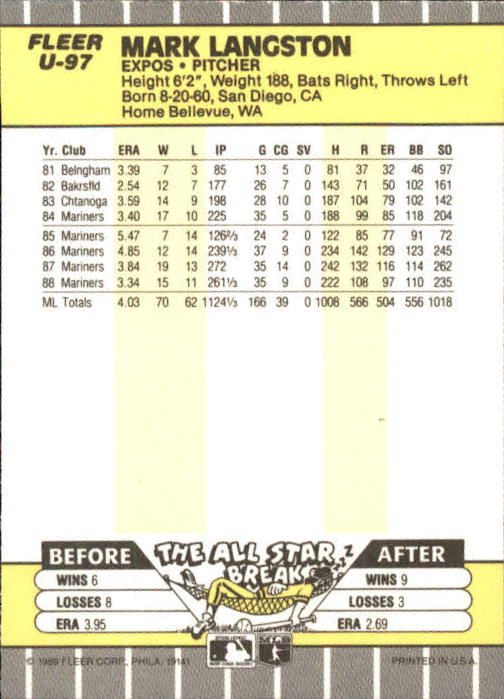 B1886- 1989 Fleer Update BB Karte #S 1-132 + Rookies -du Pick- 15 + Gratis US - Bild 181 von 251