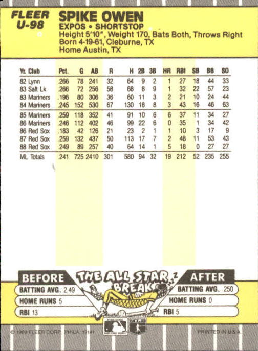 B1886- 1989 Fleer Update BB Karte #S 1-132 + Rookies -du Pick- 15 + Gratis US - Bild 183 von 251
