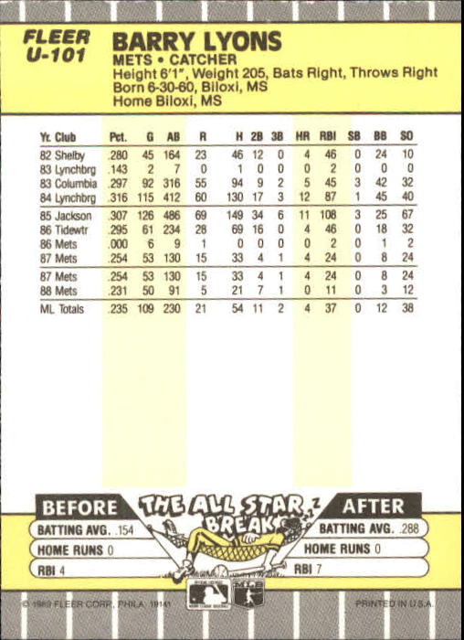 B1886- 1989 Fleer Update BB Karte #S 1-132 + Rookies -du Pick- 15 + Gratis US - Bild 189 von 251