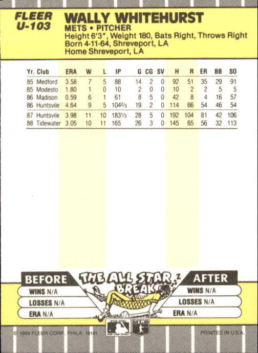 B1886- 1989 Fleer Update BB Karte #S 1-132 + Rookies -du Pick- 15 + Gratis US - Bild 193 von 251