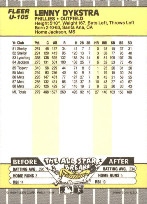 B1886- 1989 Fleer Update BB Karte #S 1-132 + Rookies -du Pick- 15 + Gratis US - Bild 197 von 251
