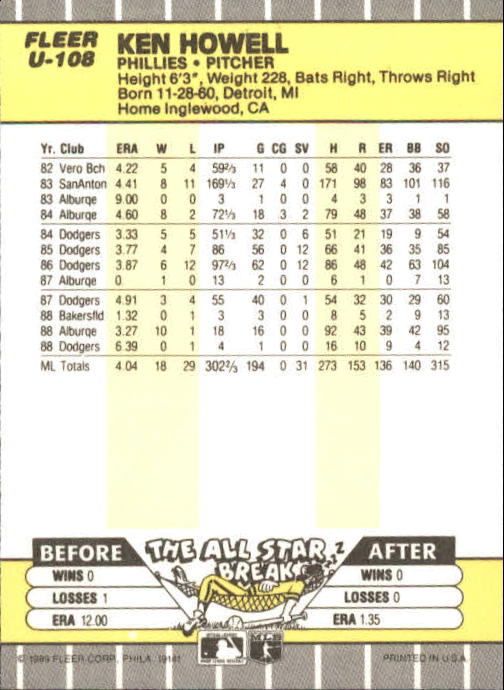 B1886- 1989 Fleer Update BB Karte #S 1-132 + Rookies -du Pick- 15 + Gratis US - Bild 203 von 251