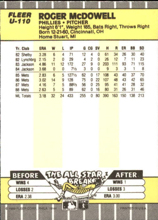 B1886- 1989 Fleer Update BB Karte #S 1-132 + Rookies -du Pick- 15 + Gratis US - Bild 207 von 251