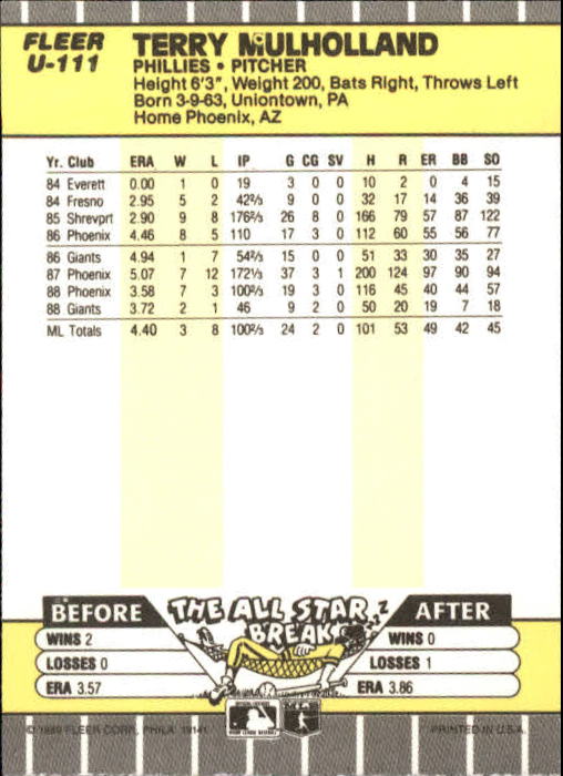 B1886- 1989 Fleer Update BB Karte #S 1-132 + Rookies -du Pick- 15 + Gratis US - Bild 209 von 251