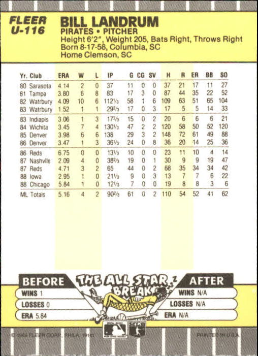 B1886- 1989 Fleer Update BB Karte #S 1-132 + Rookies -du Pick- 15 + Gratis US - Bild 219 von 251