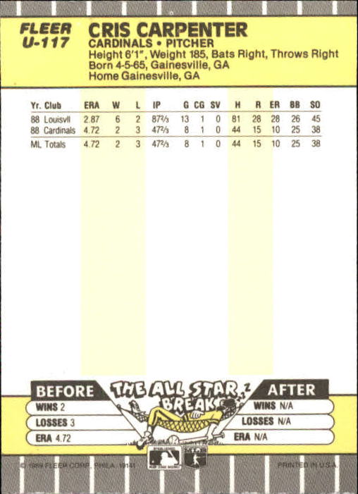 B1886- 1989 Fleer Update BB Karte #S 1-132 + Rookies -du Pick- 15 + Gratis US - Bild 221 von 251