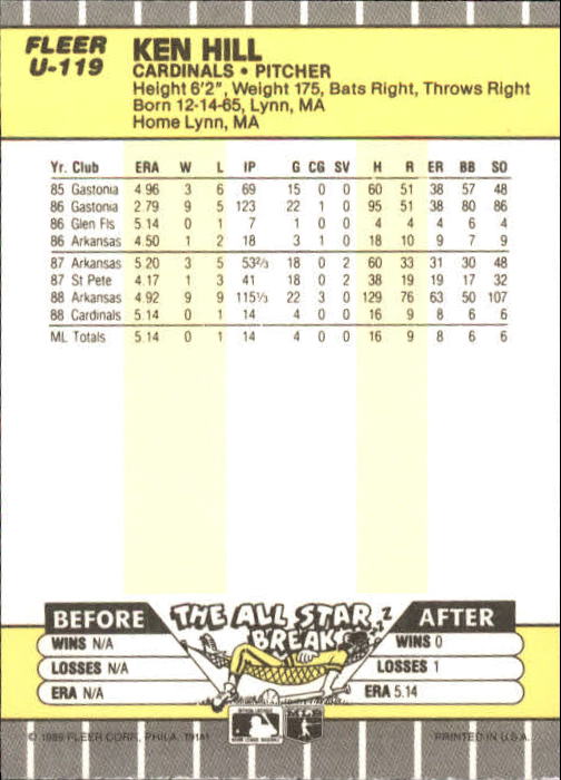 B1886- 1989 Fleer Update BB Karte #S 1-132 + Rookies -du Pick- 15 + Gratis US - Bild 225 von 251