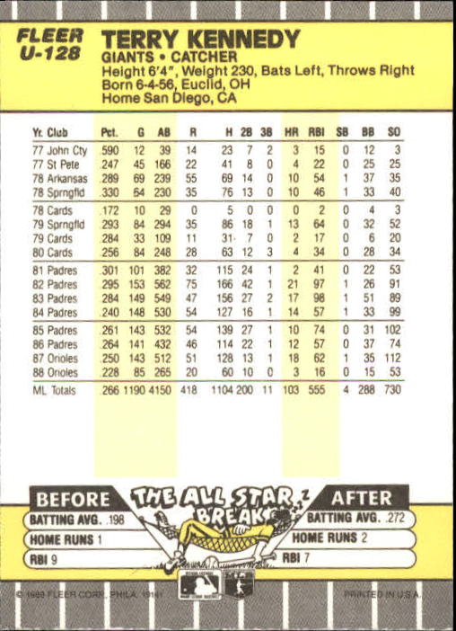 B1886- 1989 Fleer Update BB Karte #S 1-132 + Rookies -du Pick- 15 + Gratis US - Bild 243 von 251
