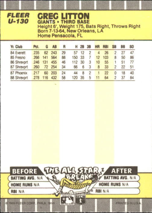 B1886- 1989 Fleer Update BB Karte #S 1-132 + Rookies -du Pick- 15 + Gratis US - Bild 247 von 251