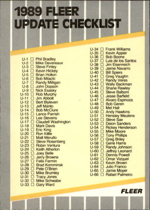 B1886- 1989 Fleer Update BB Karte #S 1-132 + Rookies -du Pick- 15 + Gratis US - Bild 250 von 251