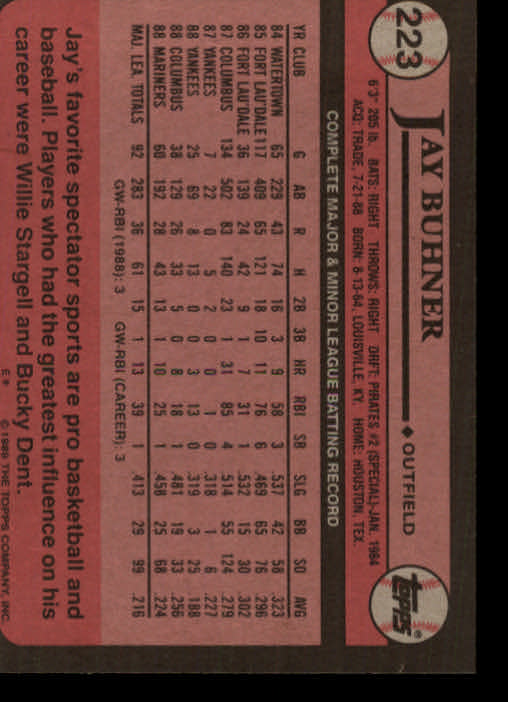 A0415- 1989 Topps Baseball Cards 201-400 +Rookies -You Pick- 15+ FREE US SHIP - Picture 47 of 395