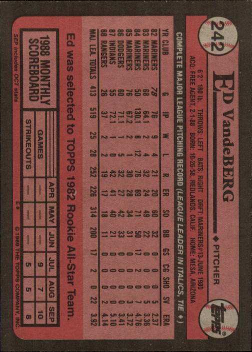A0415- 1989 Topps Baseball Cards 201-400 +Rookies -You Pick- 15+ FREE US SHIP - Picture 83 of 395