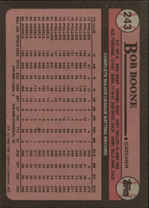 A0415- 1989 Topps Baseball Cards 201-400 +Rookies -You Pick- 15+ FREE US SHIP - Picture 85 of 395