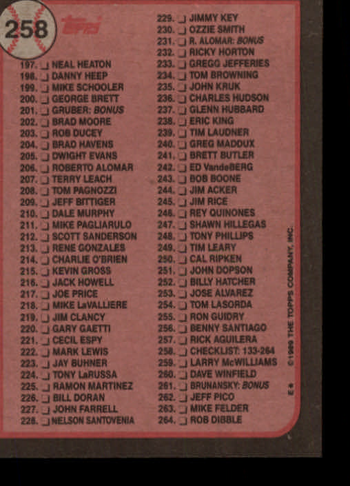 A0415- 1989 Topps Baseball Cards 201-400 +Rookies -You Pick- 15+ FREE US SHIP - Picture 115 of 395