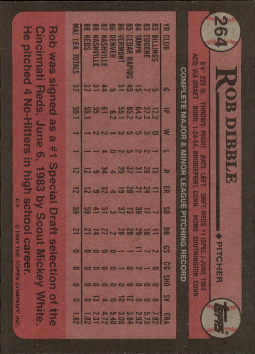 Rob Dibble Rookie 1989 Fleer #160 Cincinnati Reds