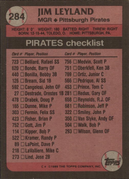 A0415- 1989 Topps Baseball Cards 201-400 +Rookies -You Pick- 15+ FREE US SHIP - Picture 165 of 395