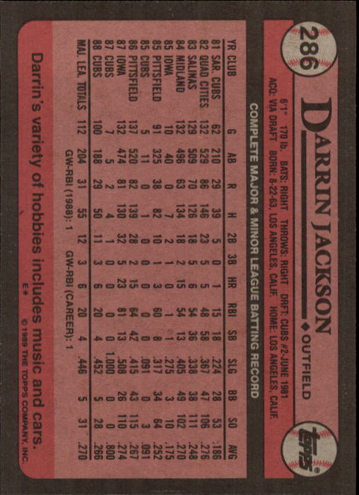 A0415- 1989 Topps Baseball Cards 201-400 +Rookies -You Pick- 15+ FREE US SHIP - Picture 169 of 395