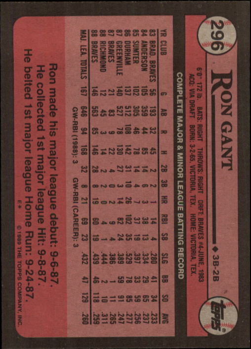 A0415- 1989 Topps Baseball Cards 201-400 +Rookies -You Pick- 15+ FREE US SHIP - Picture 189 of 395