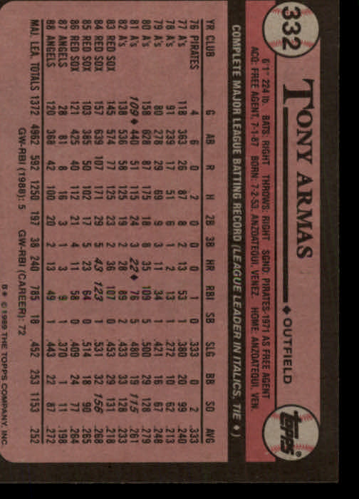 A0415- 1989 Topps Baseball Cards 201-400 +Rookies -You Pick- 15+ FREE US SHIP - Picture 261 of 395