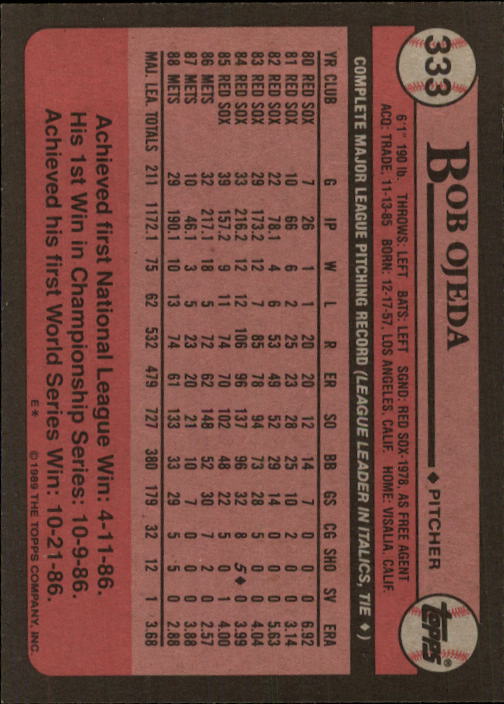 A0415- 1989 Topps Baseball Cards 201-400 +Rookies -You Pick- 15+ FREE US SHIP - Picture 263 of 395