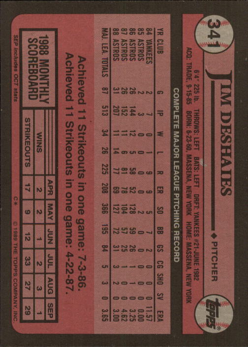 A0415- 1989 Topps Baseball Cards 201-400 +Rookies -You Pick- 15+ FREE US SHIP - Picture 279 of 395