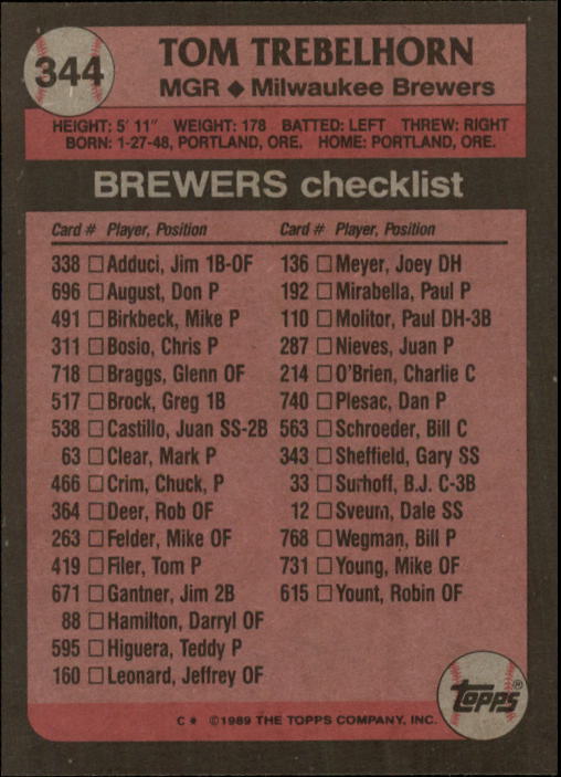 A0415- 1989 Topps Baseball Cards 201-400 +Rookies -You Pick- 15+ FREE US SHIP - Picture 285 of 395
