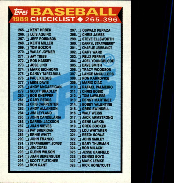 A0415- 1989 Topps Baseball Cards 201-400 +Rookies -You Pick- 15+ FREE US SHIP - Picture 352 of 395