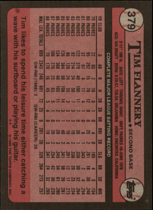 A0415- 1989 Topps Baseball Cards 201-400 +Rookies -You Pick- 15+ FREE US SHIP - Picture 355 of 395
