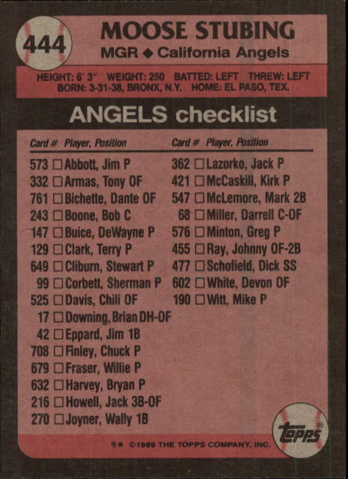 A0415- 1989 Topps Baseball Cards 401-600 +Rookies -You Pick- 15+ FREE US SHIP