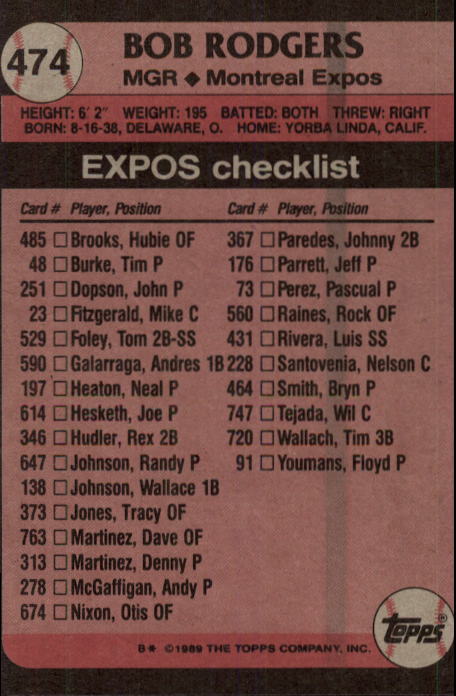 A0415- 1989 Topps Baseball Cards 401-600 +Rookies -You Pick- 15+ FREE US SHIP