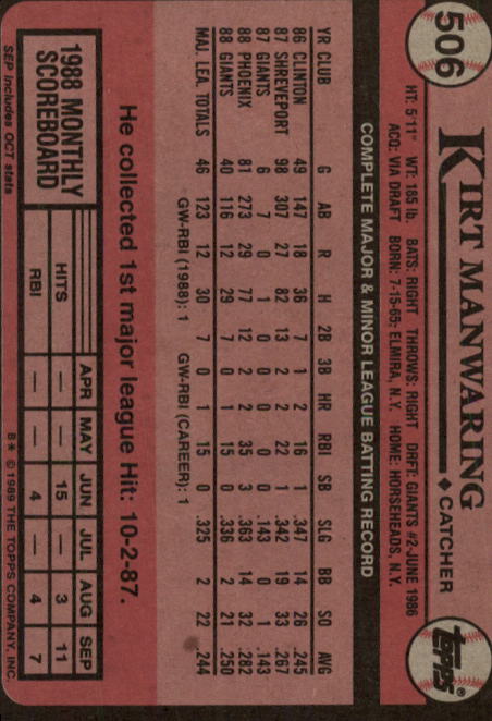 A0415- 1989 Topps Baseball Karten 401-600 + Rookies -du Pick- 15 + Gratis US - Bild 213 von 401