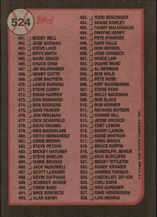 A0415- 1989 Topps Baseball Karten 401-600 + Rookies -du Pick- 15 + Gratis US - Bild 249 von 401