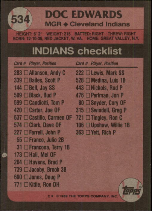 A0415- 1989 Topps Baseball Karten 401-600 + Rookies -du Pick- 15 + Gratis US - Bild 269 von 401
