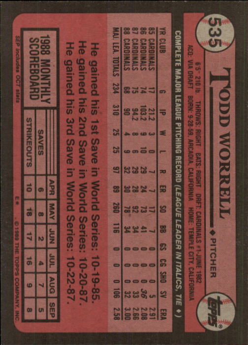 A0415- 1989 Topps Baseball Karten 401-600 + Rookies -du Pick- 15 + Gratis US - Bild 271 von 401
